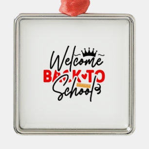 Ornement Carré Argenté Bienvenue À L'École