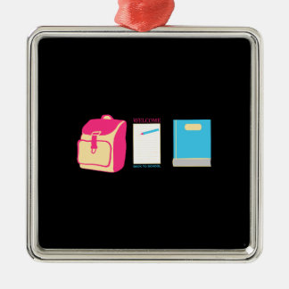 Ornement Carré Argenté Bienvenue À L'École