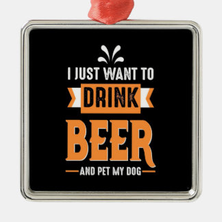 Ornement Carré Argenté Bière buveuse Bière et chien