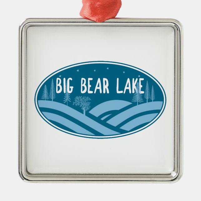 Ornement Carré Argenté Big Bear Lake California Outdoor (Devant)