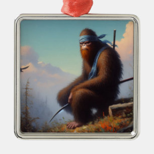 Ornement Carré Argenté Bigfoot Ninja