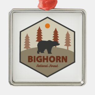 Ornement Carré Argenté Bighorn Forêt nationale Wyoming Ours
