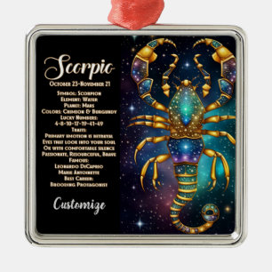 Ornement Carré Argenté Bijou personnalisé Galaxie Zodiac Scorpio