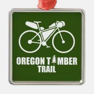 Ornement Carré Argenté Bikepacking du sentier du bois de l'Oregon