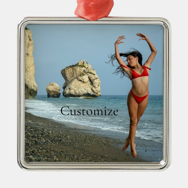 Ornement Carré Argenté Bikini Model Dancing Thunder_Cove (Devant)