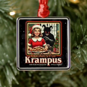 Ornement Carré Argenté Biscuit pour Krampus Joyeux Noël Krampus Horreur