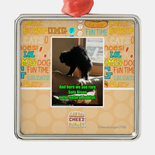 Ornement Carré Argenté Bison de sofa (Devant)