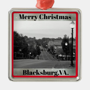 Ornement Carré Argenté Blacksburg, VA.Ornement de Noël