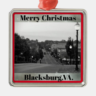 Ornement Carré Argenté Blacksburg, VA.Ornement de Noël