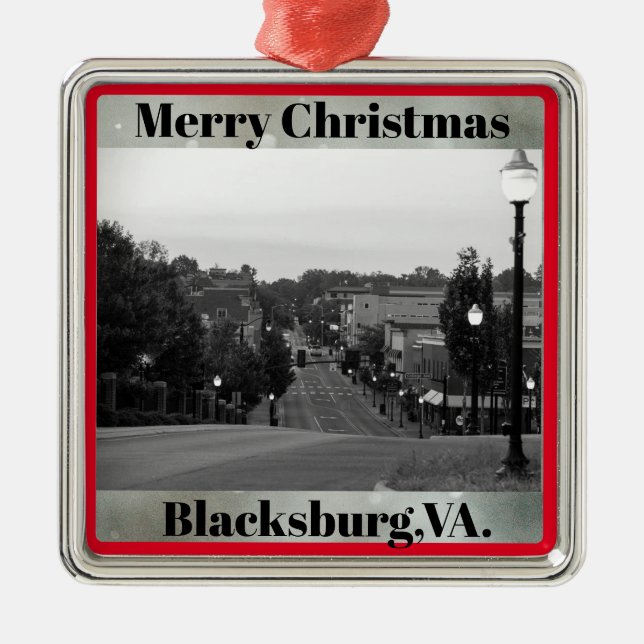 Ornement Carré Argenté Blacksburg, VA.Ornement de Noël (Devant)