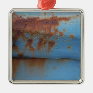 Ornement Carré Argenté bleu vintage rouillé