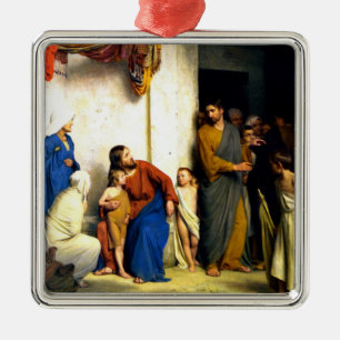 Ornement Carré Argenté Bloch - Que les petits enfants viennent vers moi