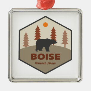 Ornement Carré Argenté Boise Forêt Nationale Ours Idaho