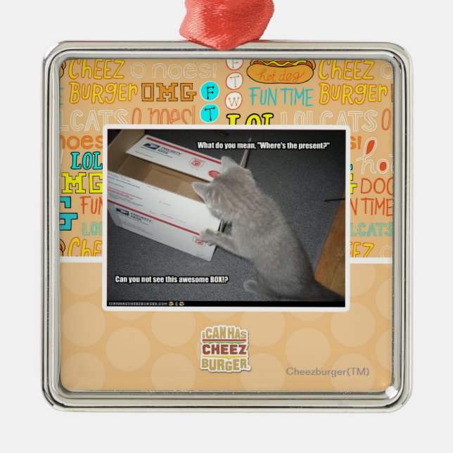 Ornement Carré Argenté Boîte impressionnante (Devant)