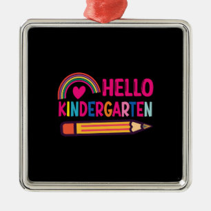 Ornement Carré Argenté Bonjour maternelle