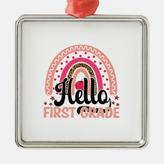 Ornement Carré Argenté Bonjour première année