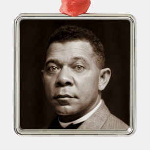 Ornement Carré Argenté Booker Washington : African American Educator
