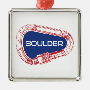 Ornement Carré Argenté Boulder Colorado Escalade Carabiner