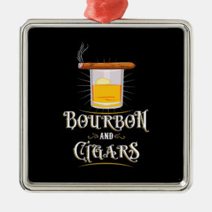 Ornement Carré Argenté Bourbon Et Cigares