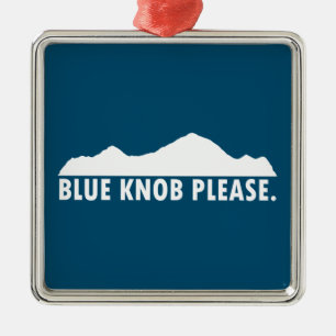 Ornement Carré Argenté Bouton bleu s'il vous plaît