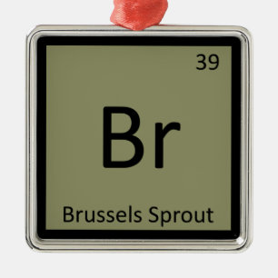 Ornement Carré Argenté Br - Chou de Bruxelles Symbole de Chimie Végétale