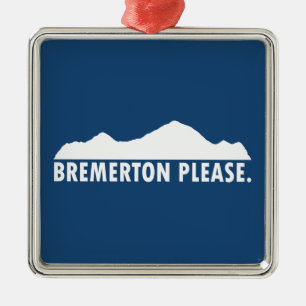 Ornement Carré Argenté Bremerton Washington S'il vous plaît