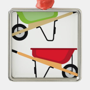 Ornement Carré Argenté Brouette de roue