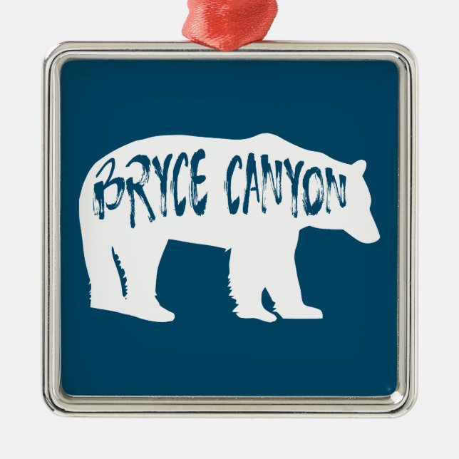 Ornement Carré Argenté Bryce Canyon National Park Bear (Devant)