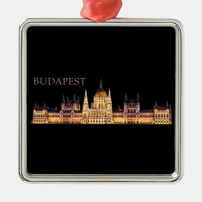 Ornement Carré Argenté Budapest Travel Souvenir (Devant)