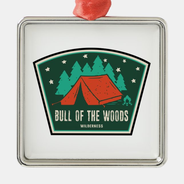 Ornement Carré Argenté Bull Du Bois Wilderness Camping Oregon (Devant)