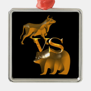 Ornement Carré Argenté Bull Market Vs Bear Market