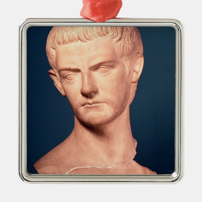 Ornement Carré Argenté Buste d'empereur Caligula de la Thrace, ANNONCE (Devant)