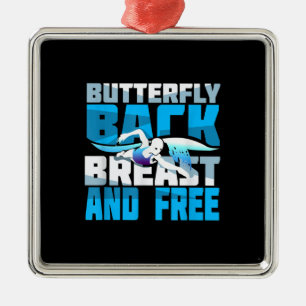 Ornement Carré Argenté Cadeau De Baignade Pour Nageur