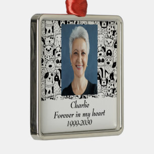 Ornement Carré Argenté Cadeau de souvenir photo personnalisé à jamais dan