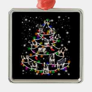 Ornement Carré Argenté Cadeau de vache Noël Noël Noël Noël Casquette Va