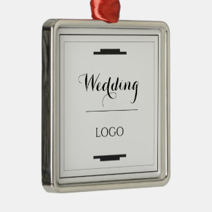 Ornement Carré Argenté Cadeau Personnalisé Élégant de Mariage Moderne sur