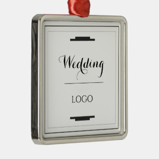 Ornement Carré Argenté Cadeau Personnalisé Élégant de Mariage Moderne sur