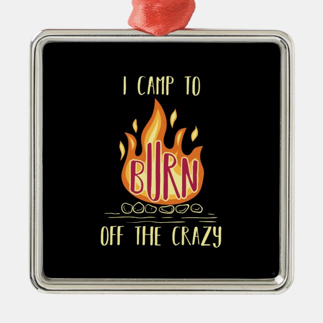 Ornement Carré Argenté Cadeaux de camping (Devant)