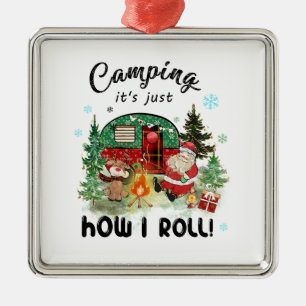 Ornement Carré Argenté Camping Cadeaux De Noël C'Est Juste Comment Je Rou