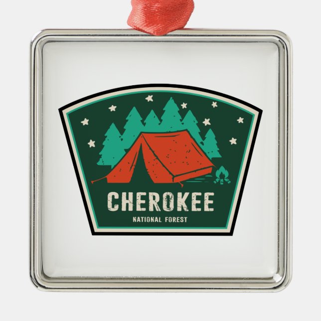 Ornement Carré Argenté Camping forestier national de Cherokee (Devant)