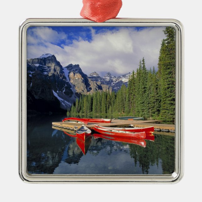 Ornement Carré Argenté Canada, Alberta, Moraine Lake. Le verre (Devant)