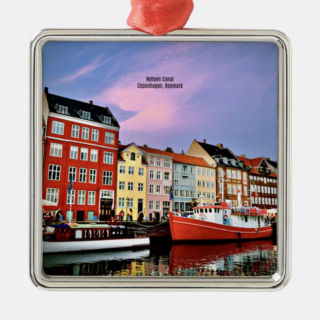 Ornement Carré Argenté Canal Nyhavn, Copenhague, Danemark,  (Devant)