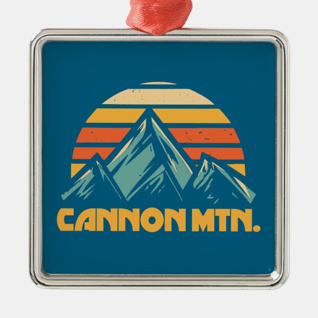 Ornement Carré Argenté Cannon Mountain New Hampshire Retro Turquoise (Devant)