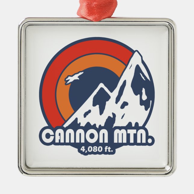 Ornement Carré Argenté Cannon Mountain New Hampshire Sun Eagle (Devant)