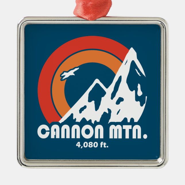 Ornement Carré Argenté Cannon Mountain New Hampshire Sun Eagle (Devant)