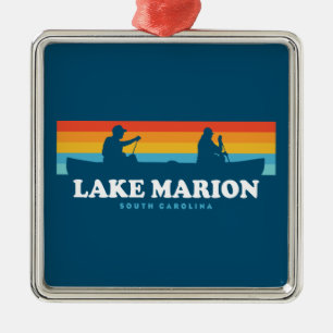 Ornement Carré Argenté Canot Lake Marion Caroline du Sud