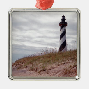 Ornement Carré Argenté Cape Hatteras Lighthouse