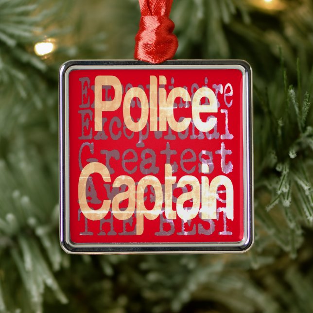 Ornement Carré Argenté Capitaine de police Extraordinaire (Arbre)
