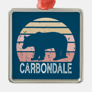Ornement Carré Argenté Carbondale Colorado Ours Rétro