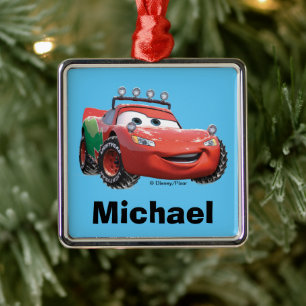 Ornement Carré Argenté Cars Lightning McQueen Looking Good